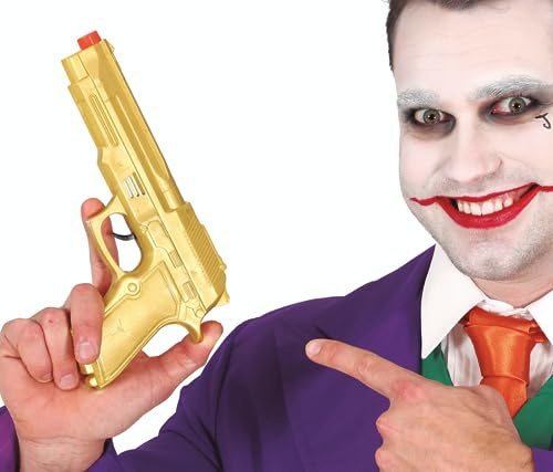 Pistole Gold mit Soundeffekt 23 cm Waffe Revolver Gangster Mafia Zuhälter Pimp Kostüm-Zubehör