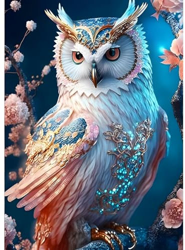 DPHERO Diamond Painting Eule Diamant Painting Bilder Fantasie Diamond Painting Erwachsene Eule Diamond Painting Bilder Diamant Bilder Kinder DIY Cross Stickerei Malerei Kits Wand Dekor 30x40cm