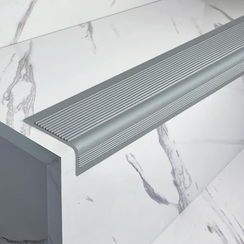 Treppenkantenprofil Treppenprofil L-Form Kantenschutzprofil wasserdicht Eckenschoner Eckenkanten-Zierleisten Kantenschutz Flexible Gummistufen Geeignet für Außen- und Innentreppen. ( Color : Gray , Si