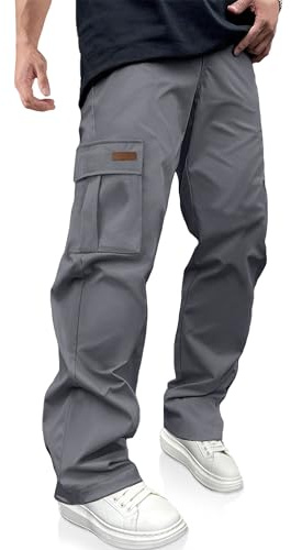 PLEPAN Men's Cargo Pants Dim Grey XL