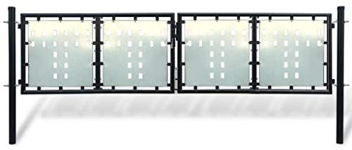 ShCuShan Zauntor (Einzeltor) Schwarz 300x150 cm Einfahrtstor Gartentore Garten Tor Gates for Garden