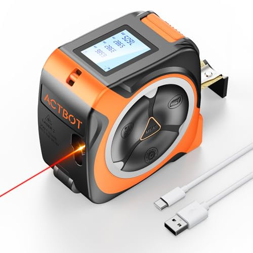 ACTBOT Metro a nastro laser ricaricabile da 50 m e misura manuale a nastro digitale da 4,6 m, modalità pitagorica, area, volume, Ft/Ft+in/in/M, per strumenti per falegnameria