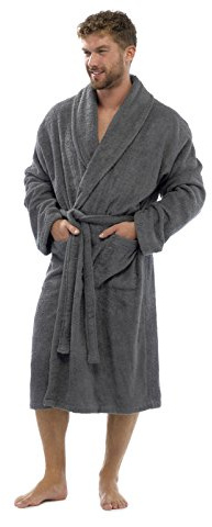 Strong Souls Albornoz de toalla para hombre, 100 % algodón, bata de baño, bata de baño para niños, adolescentes, gimnasio, ducha, spa, hotel, vacaciones, bata de casa + cinturón, Gris nuevo, L