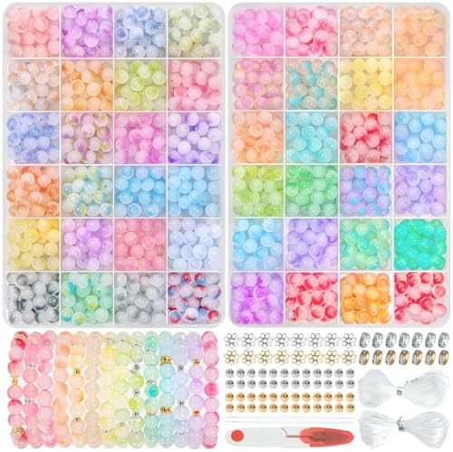 Eliano DIY Armband-Bastelset – 1711 Teile mit 48 Farben Perlen, Schmuckzubehör, elastischem Band, Kristallschnur, Charms & Werkzeug – Perfekt für Armbänder, Halsketten & Ohrringe