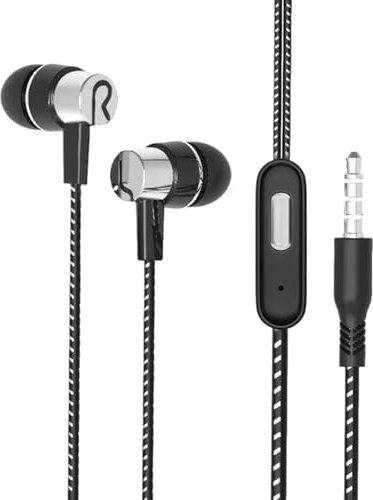Auriculares con cable – Auriculares intrauditivos con cable | Auriculares intrauditivos con cable a prueba de sudor, cómodos y ligeros auriculares con cable con micrófono para caminar, trotar,