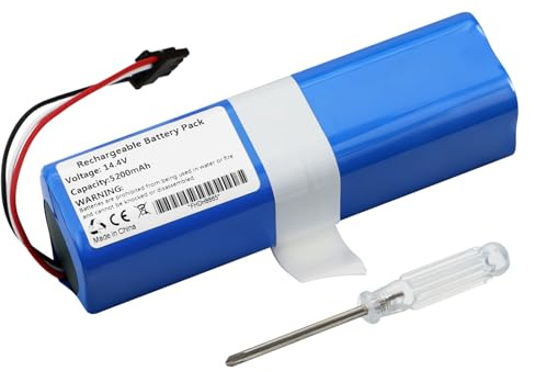 5200mAh Rechargeable Robot Aspirapolvere Batteria Compatibile con Dreame D10s Pro /L10 /L10 Pro /L10s Pro /L10 Prime /L10 Ultra/Dreame R2250 RLS6L RLS6A Robot Vacuum Cleaner P2150-4S2P-MMBK 14.4V
