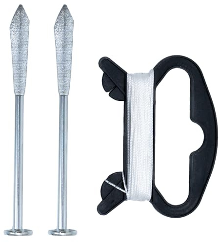 3-teiliges Set aus Ziegelschnur und 15,2 cm Stiften – Mauerwerk, gehärteter Stahl, Heimwerker, Bauarbeiter und Ziegelschichtwerkzeuge, 12 m Schnur