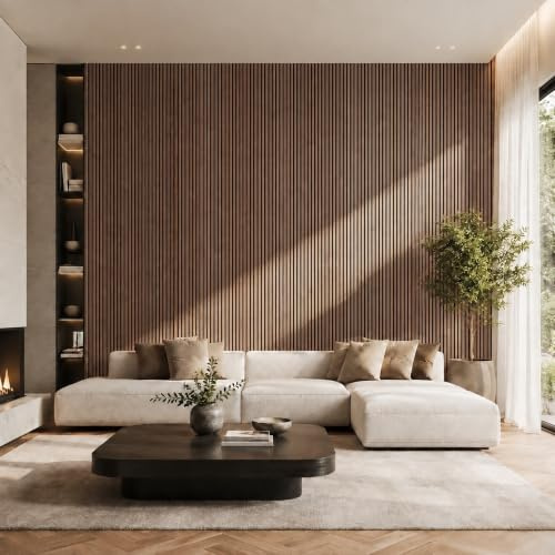 Jobu Acoustic Wall Panels in Walnut with Black Backing, 240cm x 60cm