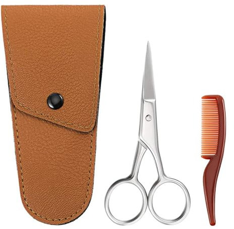 BeardScissors-3Pcs Nose Hair, Mustache & Detail Trimming,Professional Beard Care Kit for Men