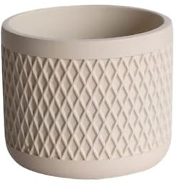 CJHFR472SG Jardinera Maceta Redonda con Textura de Rejilla, macetero de Mesa de Cemento con Orificio de Drenaje, for Decorar balcón, Sala de Estar, Cocina Interior-Exterior(Beige,Grande)
