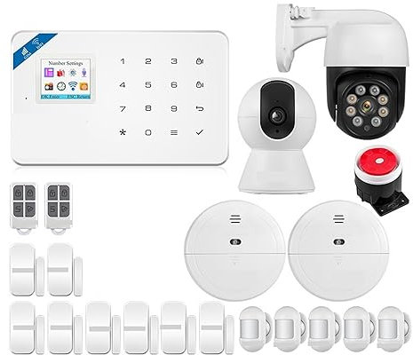 Système de sécurité Domestique, Système D'alarme GSM W181, Kit Domestique Tuya, Détecteur De Mouvement Intelligent, Capteur De Porte, Sirène, Caméra IP(KIT 5)