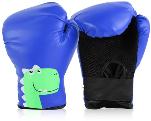 Hwtcjx Guantes Kick Boxing, Boxing Gloves, Guantes Boxeo, Guantes de Boxeo para Niños, Guantes de Entrenamiento Primario, Adecuados para Niños de 3 a 10 años (Azul)