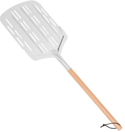 FUNNETOYU Perforated Aluminum Pizza Peel with Detachable Non Slip Handle Multi Function Food Scoop for Oven and Grill Baking Easy Clean Kitchen Supply for Pizza Bread Desserts and Pastries