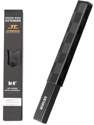 UICE Hockey Stick Extension Plug for Composite Sticks with 100% Carbon,Universal Senior 6” Stick Extender with Glue Easy Install Hockey Pucks Accessory