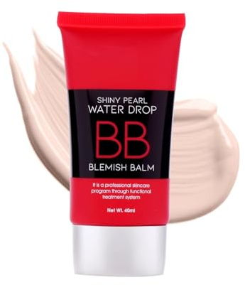 Shiny Pearl Waterdrop BB Foundation with SPF 15 | Lightweight, Non-Greasy, Long-Lasting Blemish Balm Cream | Enriched with Jojoba Seed Oil for Face Makeup (White Ivory, 40ml)