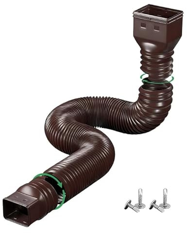 Sifxouped Estensione flessibile per grondaia, tubo di scarico, flessibile, rotonda, per tubo di scarico 80/100 mm, allungabile da 47 a 150 cm, prolunga per grondaie (marrone)