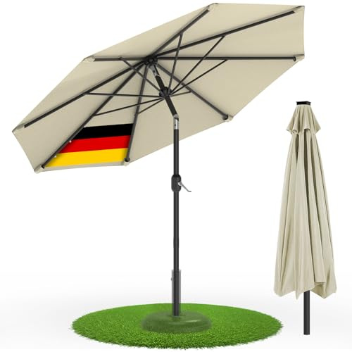 Kuro-sagol Parasol de Jardin Extérieur 3M，Parasol Inclinable avec Manivelle，Protection UV，Structure en Acier Traité Antirouille，pour Balcon, Jardin, Terrasse,Beige