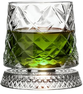 Générique Set med 2 whiskyglas - roterande whiskyglas med glasunderlägg | roterande vinglas | gammaldags roterande drickkopp - för Rum Bourbon Gin Tonic