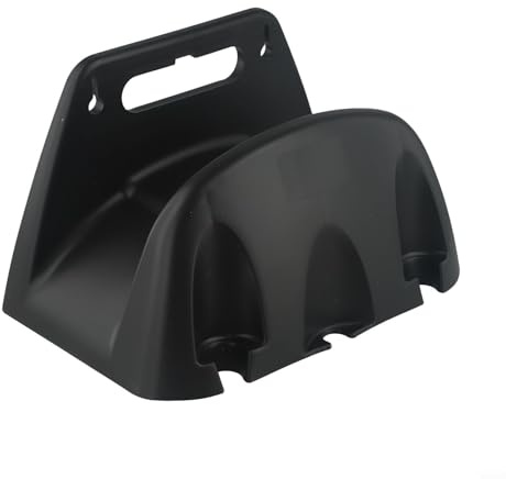 Soporte de manguera de jardín resistente montado en la pared para uso al aire libre, garaje y patio, para manguera de plástico PP duradero para agua, compresor de aire y piscina H (negro)