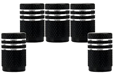 SENZEAL 5 x Silber um Motorrad Ventil Kappen Aluminium Reifen Kappen Schwarz