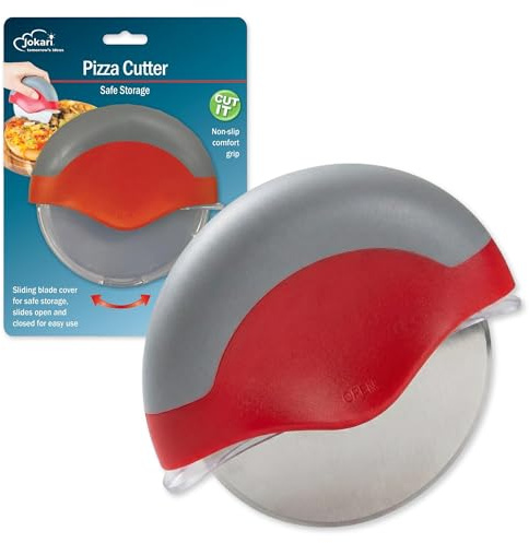 Pizza Cutter, Unique Wheel Design Comes Apart for Easy Cleaning, Super Sharp Stainless Steel Blade with Protective Guard, Best Grip to Cut Your Favorite Pizzas, by Jokari Gourmet