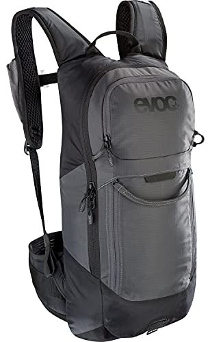 EVOC FR LITE RACE 10 Protektor-Rucksack ideal für Enduro-Rennen, Backpack (Fahrradrucksack mit LITESHIELD BACK Rückenprotektor, LITESHIELD SYSTEM AIR, Werkzeugfach, Größe: M/L), Carbon Grey/Black