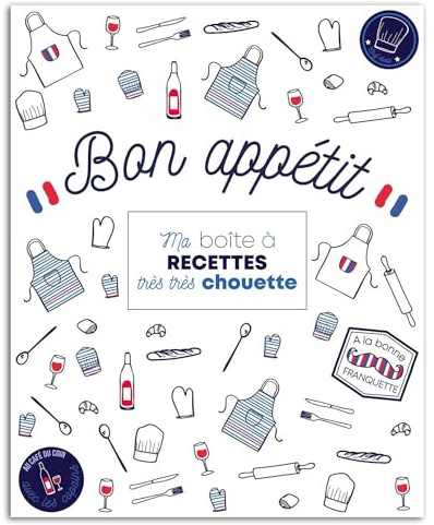 TOGA BY DRAEGER PARIS 1886 - Kit Papeterie Classeur de Recettes Frenchy - Bleu Blanc Rouge - Inclus Stickers & Accessoires Cuisine Française - Taille Unique
