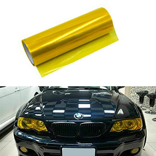 Riloer Película de Luz para Automóvil, Película de Vinilo Tintado para Faro, Luz Trasera, Lámpara Antiniebla de Luz Trasera, Amarillo, 30 cm x 60 cm