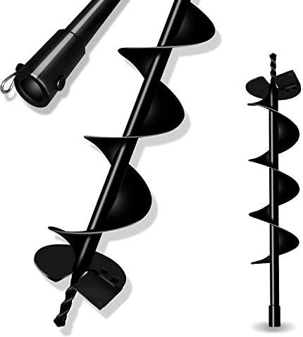 LONGRUN Earth Auger Drill Bit, 20mm Inner Shaft Head Garden Auger Bit Post Hole Digger, Fence Hole Digger Solid Spiral Augers for Planting Trees -15 x 80cm