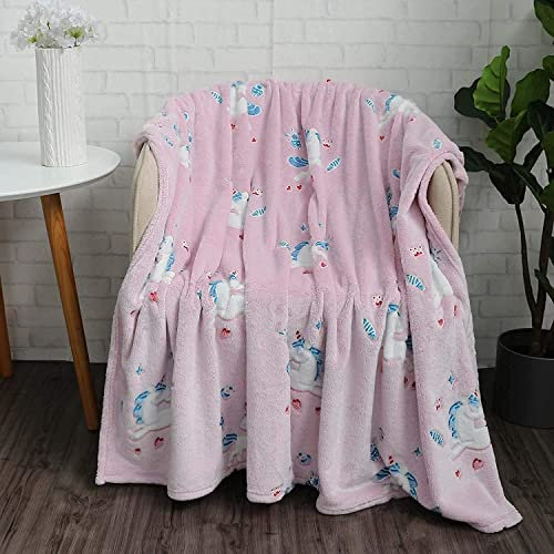Ricemru Rosa Kuscheldecke Einhorn Mädchen Leuchtet Pferd Tiere 150x200 Kinder Baby Fleece Flanelldecke Kinderdecke Microfaser Flauschig Weiche Flauschdecke Wohndecken Babydecke