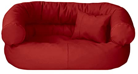 Juelle Hundebett aus Kunstleder Kissen für mittlere Hunde Ausziehbarer Hund, Kuscheliges Hundesofa, Hundebett Fergus S-XXL (80x65cm, Rot)