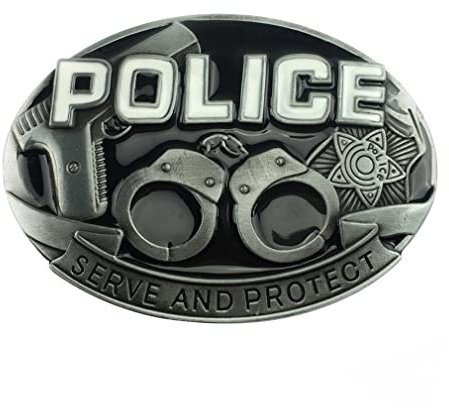 LKMY Herren Gürtelschnalle, 3D Polizei Gürtelschnalle, Western Celtic Cowboy Vintage Gürtelschnalle, Jeans Accessoire für Männer Frauen Vatertag, Polizei 3