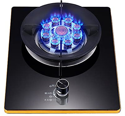 IBOWZ Placa de Gas Placa de Gas 2022 Cocina de Gas Mejorada Wok de 1 Quemador 5.2kW Cocina de Vidrio Negro con Fuego Feroz de Nueve cavidades [Clase de eficiencia energética A] [Clase de eficienci