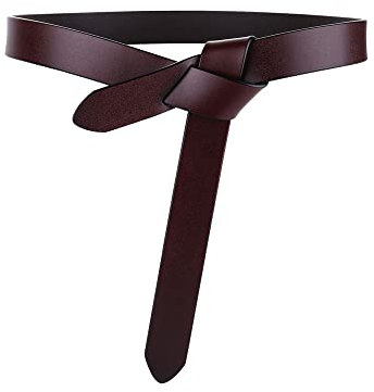 TOEECY Damen Gürtel Schnallenfreier Echtem Leder Knoten Taillengürtel Ohne Schnalle Elastischer Vintage Hüftgürtel für Frauen kleider Mantel (Dunkelbraun)