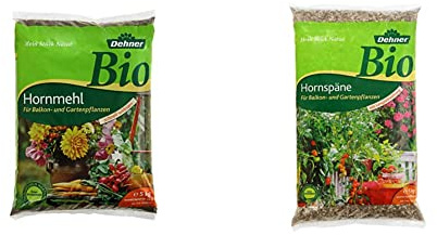 Dehner Bio Hornmehl, für Balkon- und Gartenpflanzen, 5 kg, für ca. 50 qm & Bio Hornspäne mit Langzeitwirkung, für Balkon- und Gartenpflanzen, 5 kg, für ca. 50 qm