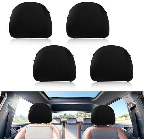 Heveer Car Headrest Covers 4Pcs Dustproof Car Head Rest Covers Washable Universal Head Rest Protector Cover with Elasticated Hems for Truck Bus Coach Auto