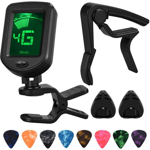 FGBNM Guitar Capo Tuner Set, Including Capo, Tuner, Picks and Pick Holder, for Guitar Players and Beginners