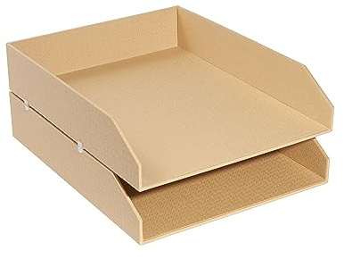 Exacompta - Ref. 14602E - Set med 2 Office By Me brevinkast - för A4+ dokument - mått 13 x 26 x 33,7 cm - i hård kartong - med halkfria fötter - färg beige