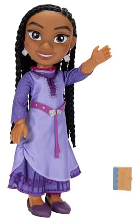 Wish Disney Amiga ASHA Grande y Articulada - Muñeca de 38 cm de Altura con su Atuendo icónico y Diario – Muñeca con Preciosos Detalles para niñas con 3 años +