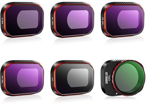 STARTRC Lot de 6 filtres ND Multi-Couches pour DJI Mini 4 Pro - Filtres ND8, ND16, ND32, ND64, UV, CPL (Version Aluminium)