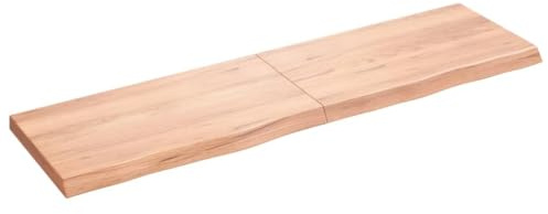 vidaXL Dessus de Table Marron Clair Bois chêne Massif traité, Dessus de Table de Remplacement, Dessus de Table Basse, Dessus de Table à Bord Vivant