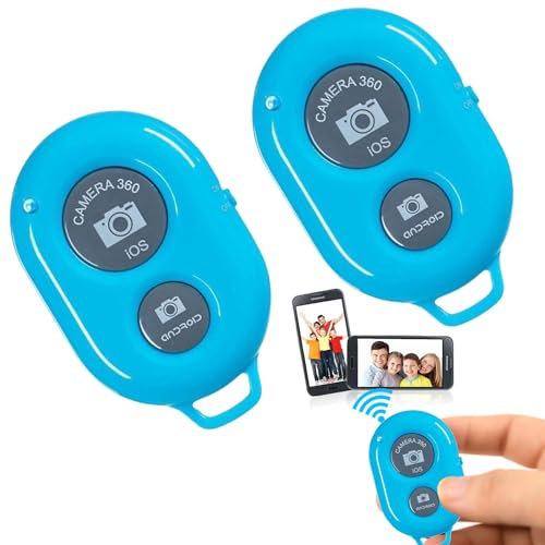 KARELLS Déclencheur Photo Bluetooth, Télécommande Bluetooth Selfie sans Fil, 2 Pièces Télécommande Bluetooth sans Fil pour Smartphones, Télécommande Bluetooth, pour Compatible OS/Android/Phone, Bleu
