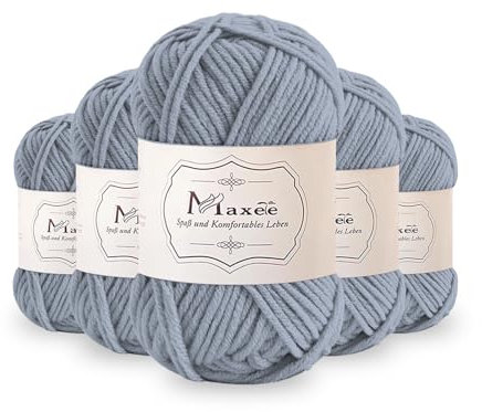Maxee 250g(50gx5) Handstrickgarn Multicolor, Acryl Garn zum Stricken, Weicher Wolle zum Häkeln und Kunsthandwerk, Hand Knitting Garn zum Häkeln, Schals für Strickanfänger, Erfahrene Stricker