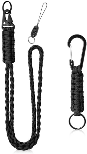 Vicloon paracord nyckelring, snoddnyckelband, paracordsnodd med metallring och mini avtagbart flätat snodd för nycklar, ID-korthållare