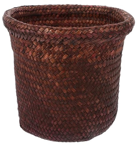 BESPORTBLE 1pc Woven Plant Holder Seaweed Storage Basket for Rustic Flower Pot Organizer for Plants Kitchen Room Office Height
