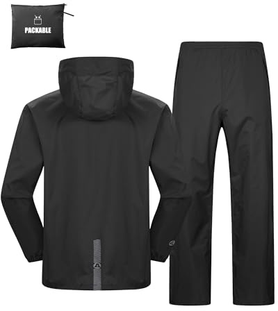 Outdoor Ventures Packable Rain Suit for Men Lightweight Waterproof Breathable Rain Gear for golf Rain Jacket Pants