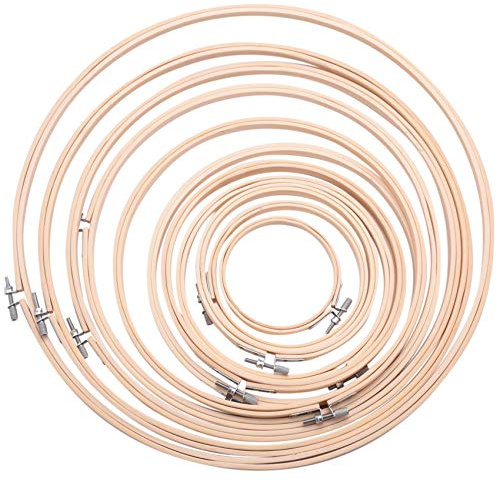 Eighosee 11-teiliges Stickrahmen-Set zum Selbermachen, runde Schlaufe, Handnähen, Bambus-Stickringe, 10–40 cm