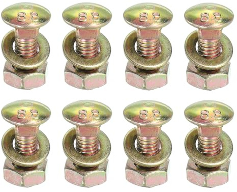 QUARKZMAN M8 x 20mm Schlossschrauben Kit 8 Set Rundkopf Vierkanthalsschrauben Flachrundschrauben Inklusive Unterlegscheiben und Muttern Kohlenstoffstahl Verzinkt für Befestigung Zubehör