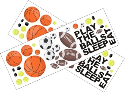 AUTSUPPL 2pcs Sports Balls Stickers Self-Adhesive PVC Basketball Baseball Tennis Badminton Soccer Football