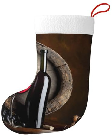 Hgbbdyyjj Weihnachtsstrümpfe für Herren und Damen, Motiv: Rotweinflasche, personalisierbar, weiches Polyester, dekorative Socken, Schwarz , Einheitsgröße